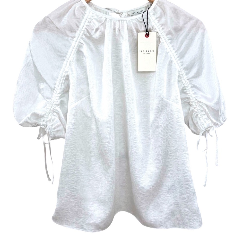 Ted Baker White Puff Sleeve Peasant Blouse
